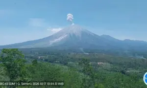 Penampakan Gunung Semeru dari pos pengamatan. (Liputan6.com/ Dok PVMBG)