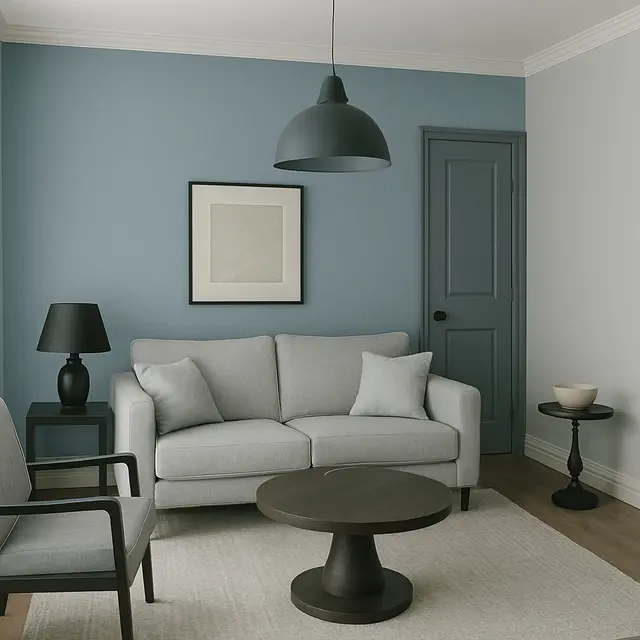 Warna Cat Ruang Tamu Mist Blue + Abu-abu Terang (Foto: ChatGPT)
