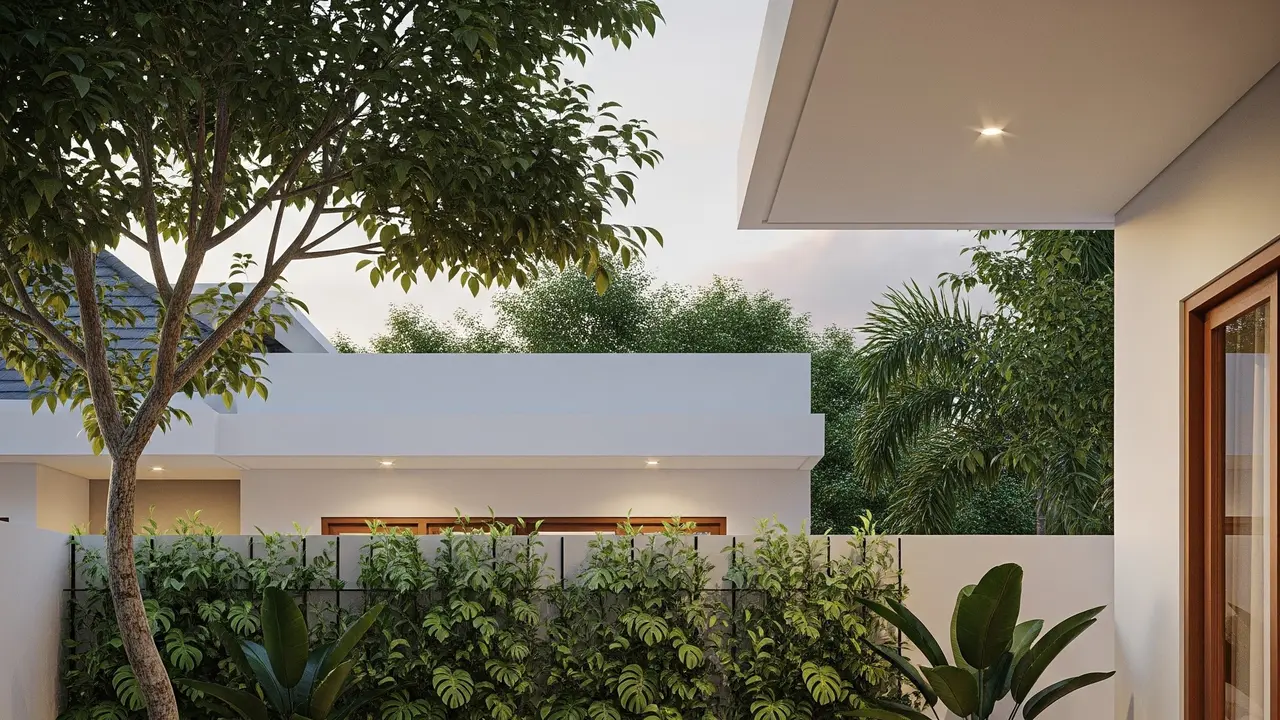 9 Model Teras Rumah Tropis-Modern dengan Pagar Tanaman dan Batu Alam Terbaru 2025