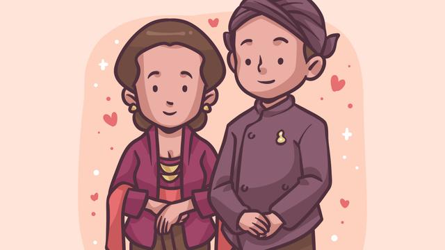 Ilustrasi kebaya, surjan, blangkon, adat Jawa