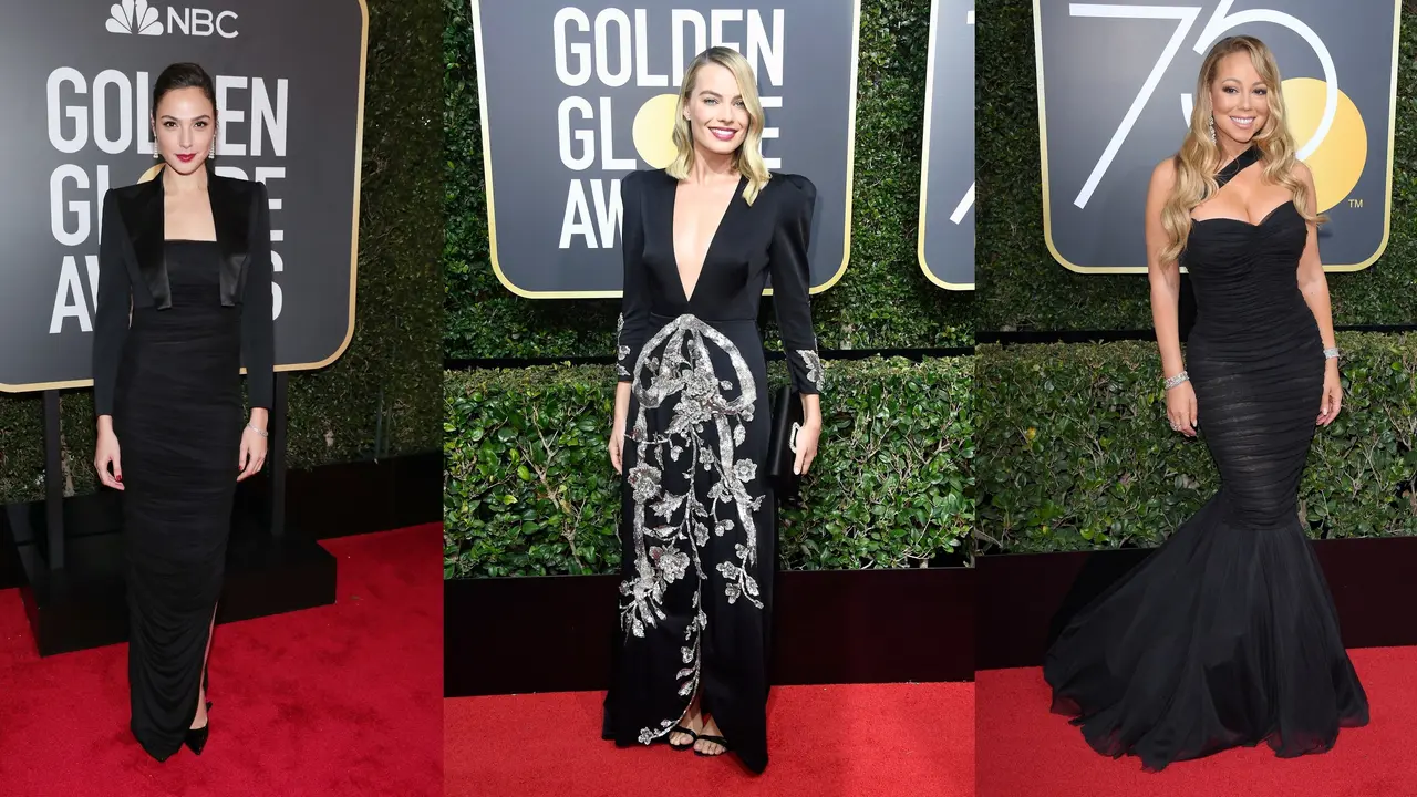 Parade baju hitam di Golden Globes 2018