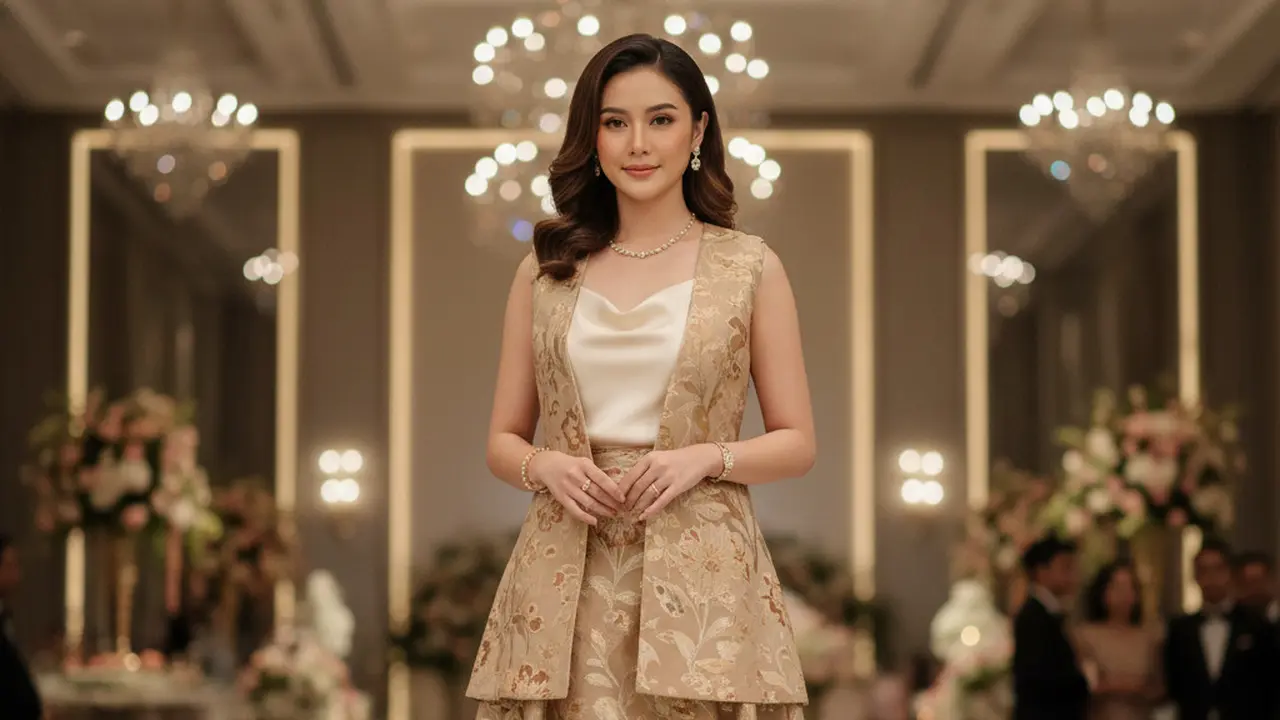 Cardigan Brokat Tanpa Lengan untuk Kondangan