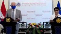 Menteri Luar Negeri RI Retno Marsudi dan HRVP UE Josep Borell dalam press conference yang diselenggarakan oleh Kementerian Luar Negeri RI pada Rabu (2/6/2021). (Photo credit: Kemlu RI Via Zoom)
