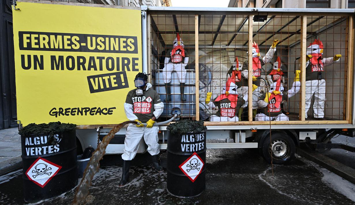 Unjuk rasa dilakukan untuk menentang kebijakan industri pertanian. (Miguel MEDINA/AFP)