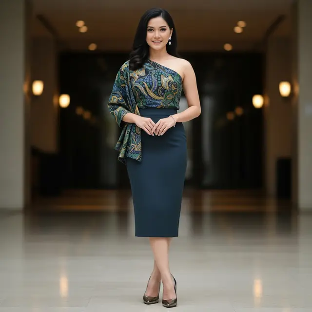 Model Atasan Batik Asimetris Agar Tampilan Lebih Proporsional dan Chic