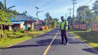 Personil Lantas Polres Kepulauan Talaud melakukan olah TKP lakalantas tunggal.