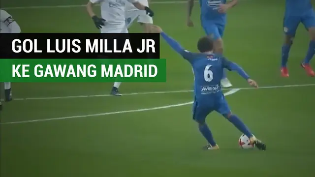 Luis Milla Jr berhasil mencetak gol spektakuler kala Fuenlabrada tahan imbang Real Madrid 2-2.