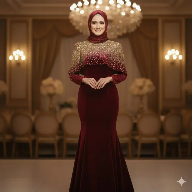 Model Cape Menyatu dengan Payet Tabur (Gemini AI)
