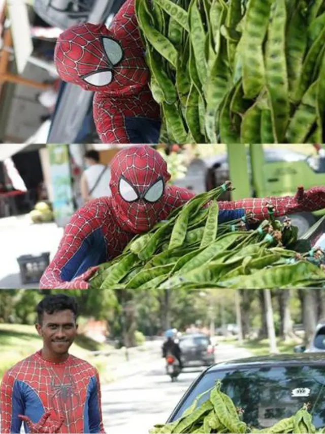 Jual Petai Pakai Kostum Spiderman