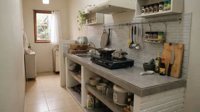 9 Inspirasi Meja Dapur Permanen untuk Ruang Memasak yang Sempit, Manfaatkan Setiap Sudut
