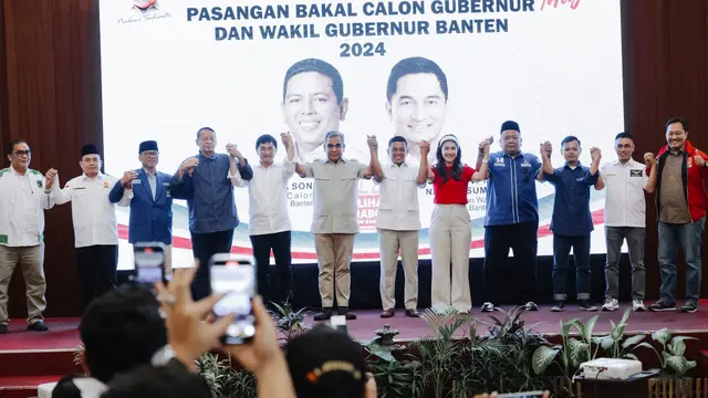 Sebanyak 10 partai politik resmi menyatakan dukungan untuk pasangan bakal calon Gubernur dan Wakil Gubernur Banten, Andra Soni-Dimyati Natakusumah untuk Pemilihan Gubernur dan Wakil Gubernur Banten 2024 (Istimewa)