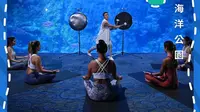 Ocean Park Hong Kong mempersembahkan yoga akuarium bagi pengunjung (Dok.Instagram/@hkoceanpark/https://www.instagram.com/p/CFwe-MEHGxg/Komarudin)