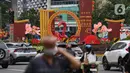 Untuk menyemarakkan perayaan Imlek 2576 Kongzili, Suku Dinas Pertamanan dan Kehutanan Derah Khusus Jakarta menghiasi kawasan tersebut dengan ornamen bertemakan shio ular kayu. (Liputan6.com/Angga Yuniar)