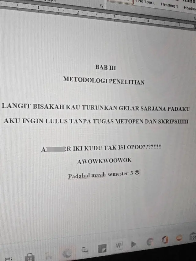 6 Tulisan Kocak di Skripsi Ini Nyeleneh Banget, Sudah Kehabisan Ide