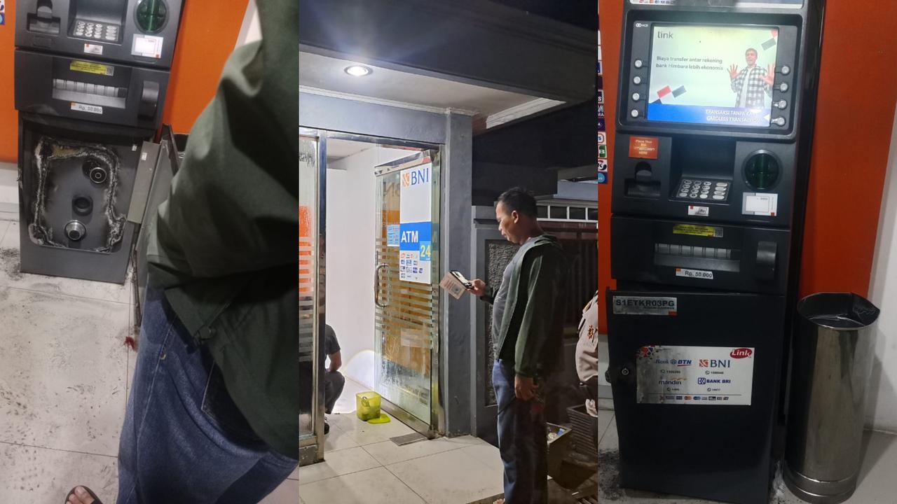 Penampakan ATM yang dibobol di Bandar Lampung. Foto : (Istimewa).