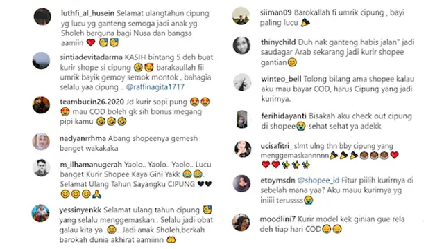 Komentar warganet di hari ulang tahun Cipung