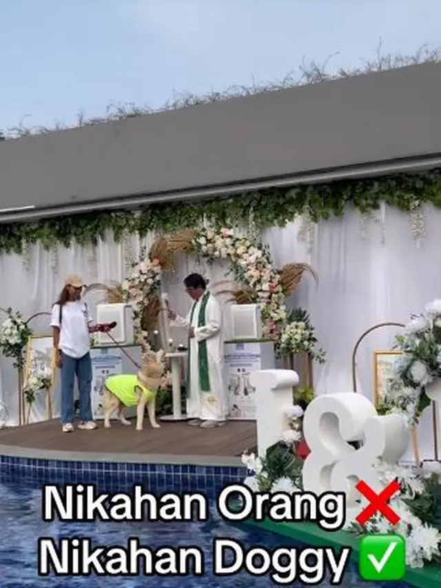 6 Potret Acara Nikahan Sepasang Anjing, Berjalan Meriah Ada Pengiringnya