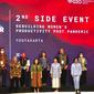 Menteri Koperasi dan UKM Teten Masduki dalam acara G20 Side event Rebuilding women's Productivity Post Pandemic, di Hotel Royal Ambarrukmo, Yogyakarta, Rabu (18/5/2022).