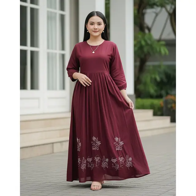 Gaun Maxi Warna Gelap