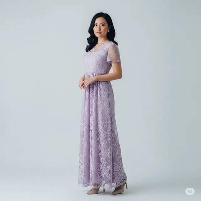 Model Dress Brokat Panjang Non Hijab Terbaik.