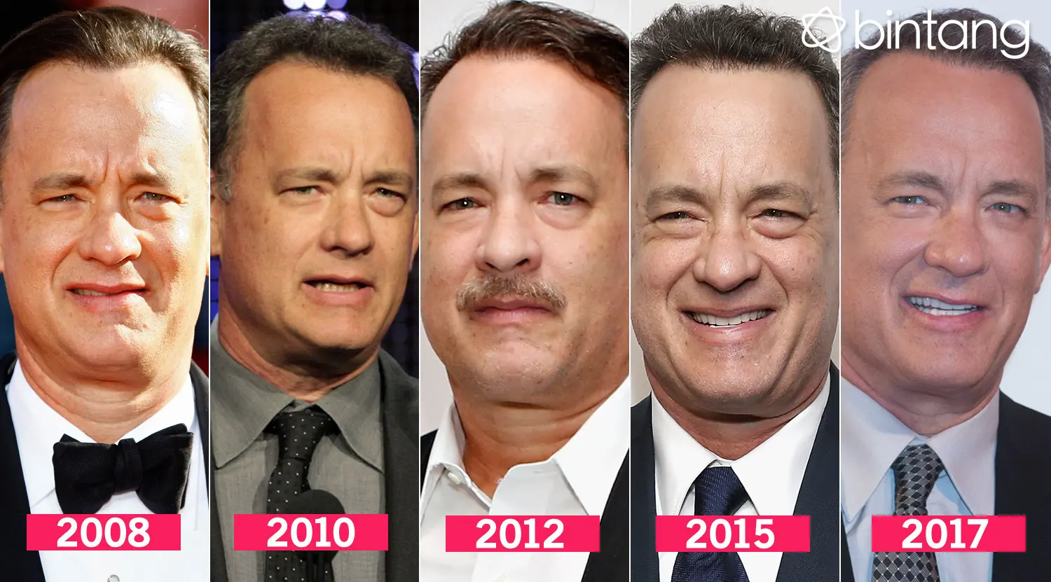 Metamorfosa Tom Hanks. (Desain: M. Iqbal Nurfajri/Bintang.com)