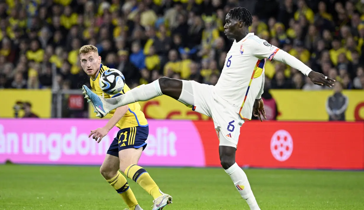 Gol kemenangan Belgia dihasilkan melalui hattrick Romelu Lukaku masing-masing pada menit ke-35, kemudian menit ke-49, dan menit ke-82. (Anders Wiklund/TT News Agency via AP)