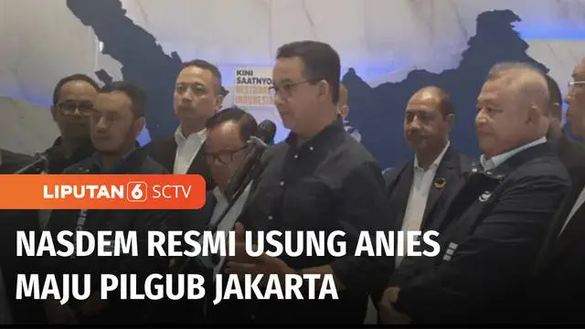 Partai Nasdem resmi mengusung Anies Baswedan sebagai bakal Calon Gubernur Jakarta mendatang. Nasdem menyatakan dukungan kepada Anies tanpa syarat.