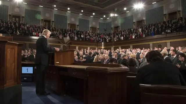 Presiden Amerika Serikat Donald Trump di Kongres AS saat menyampaikan pidato State of the Union (30/1/2018) (sumber: Gedung Putih)