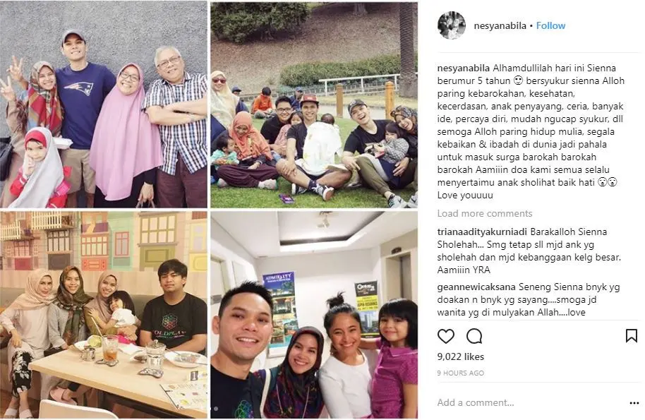 Istri Ben Kasyafani, Nesyana Ayu Nabila, juga mengungkapkan kebahagiaannya atas ulang tahun Sienna yang kelima (Instagram/@nesyanabila)