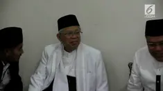 Cawapres RI Ma'ruf Amin berkunjung ke pondok pesantren Miftakhul Mubtadi'in, Tegal, Jawa Tengah.