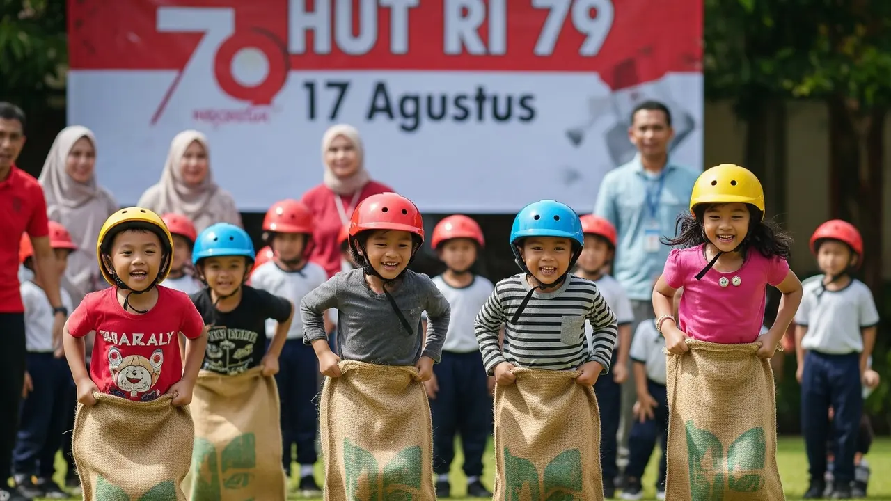 Balap Karung Mini dengan Helm