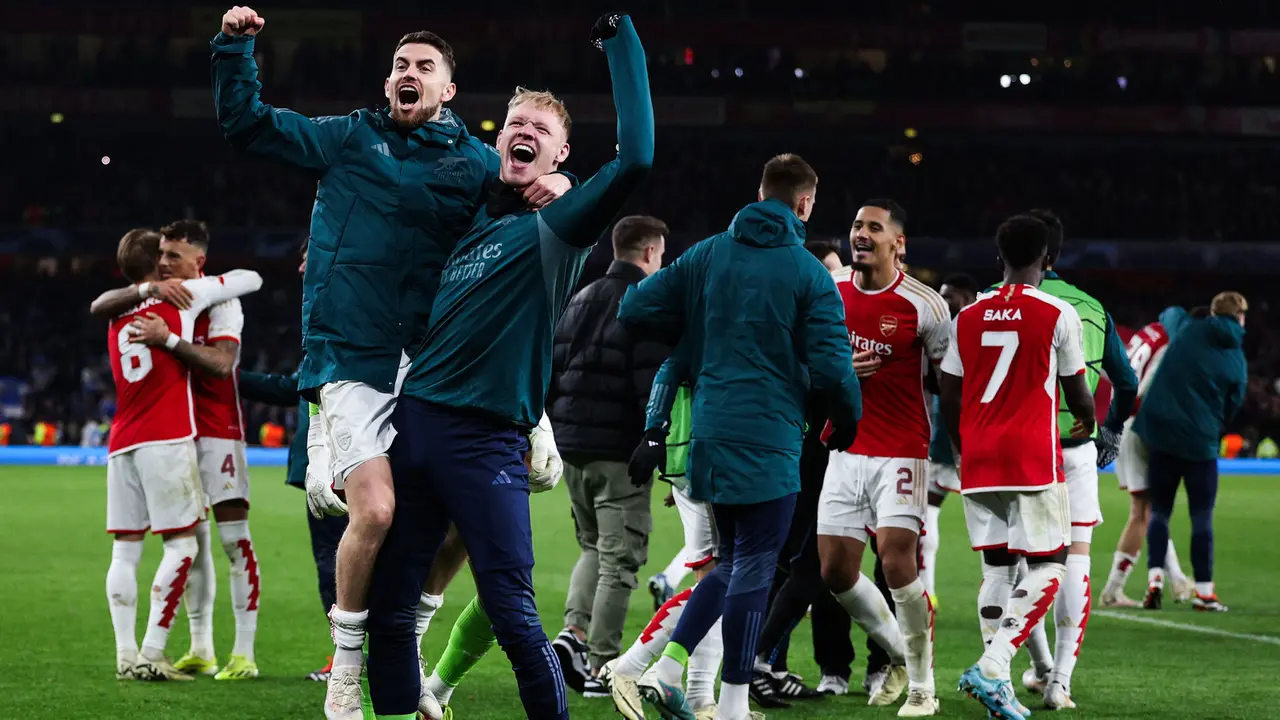 Foto: Dahaga 14 Tahun Terbayarkan, Begini Ekspresi Suka Cita Skuad Arsenal saat Lolos ke Babak Perempat Final Liga Champions 2023/2024