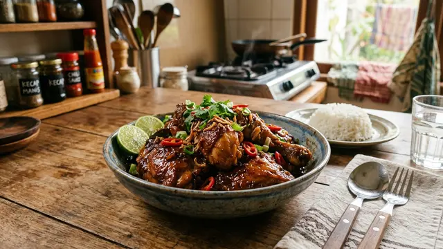 Resep Ayam Kecap Pedas Manis Tanpa Digoreng (AI Generated)