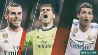 Pemain Real Madrid - Gareth Bale, Iker Casillas, Cristiano Ronaldo (Bola.com/Adreanus Titus)