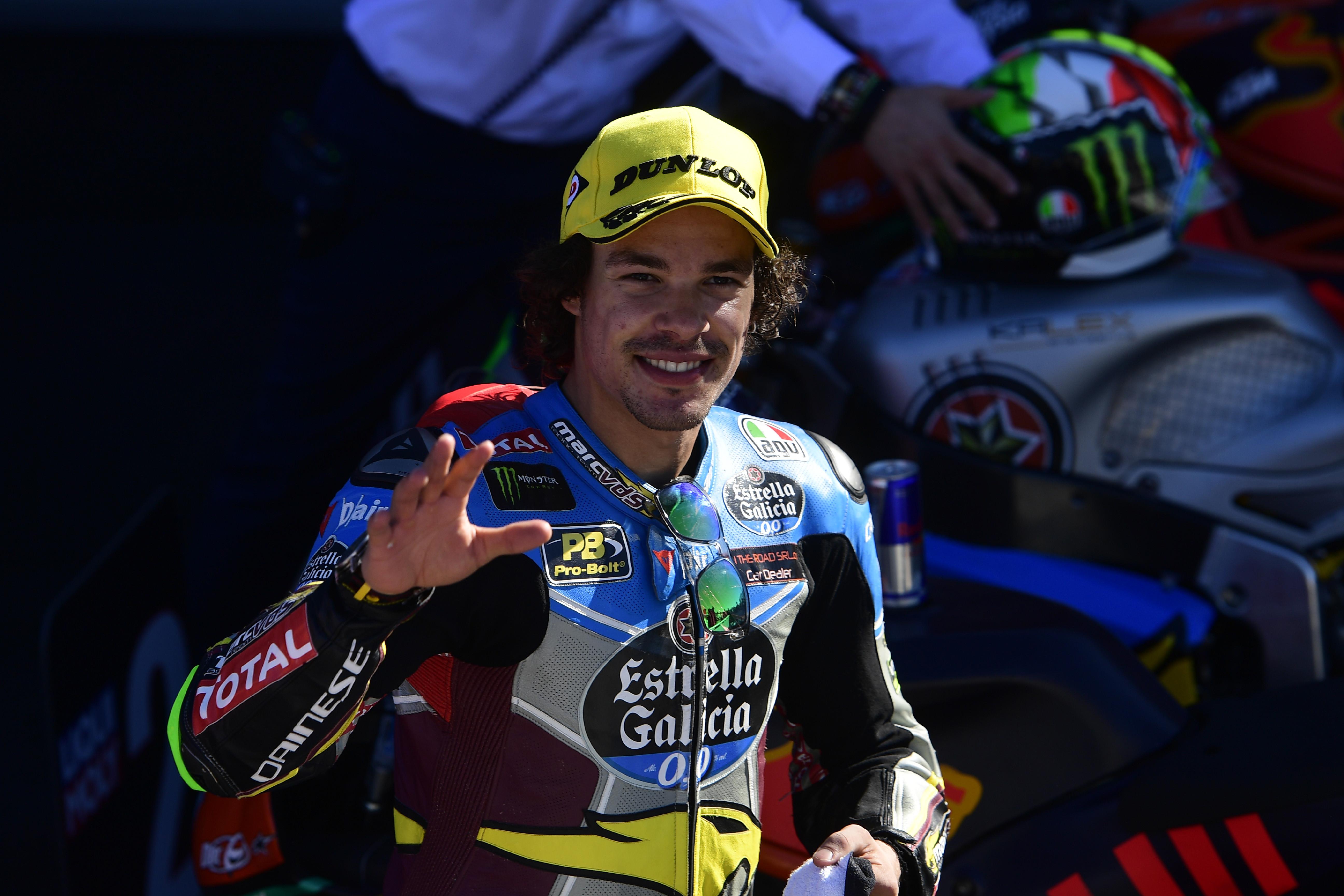 Franco Morbidelli baru saja menjajal tes perdananya dengan motor MotoGP milik Marc VDS. (PIERRE-PHILIPPE MARCOU / AFP)
