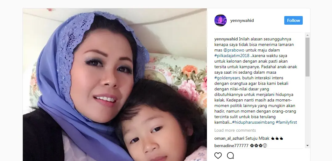 Ini Alasan Sesungguhnya Yenny Wahid Tolak Ikut Pilkada Jatim (Foto: Instagram @yennywahid)