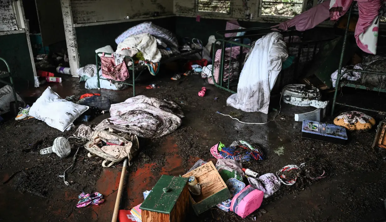 Hujan lebat yang menyebabkan banjir dahsyat tersebut terjadi pada Jumat 4 Juli 2025. Wilayah yang terdampak paling parah terjadi di daerah Kerr County. (RONALDO SCHEMIDT/AFP)