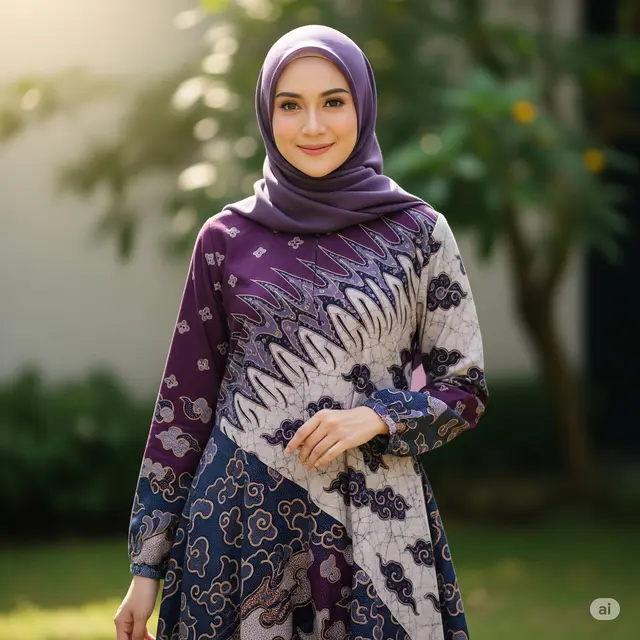 Dress Batik Tumpuk Asimetris
