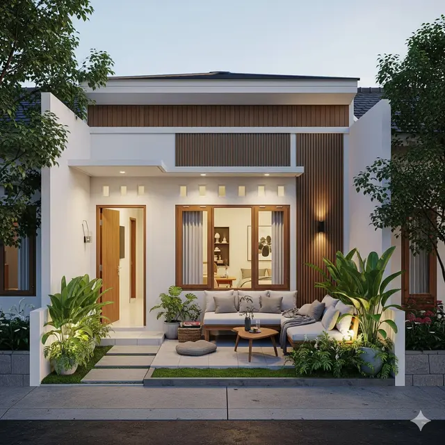 Rumah Berbentuk Memanjang dengan Teras Belakang