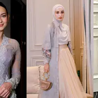 Sebelum menjadi bridesmaid di momen resepsi, Yuki Kato hadir mengenakan lace dress bernuansa pastel yang lembut saat akad nikah Febby dan Drajad. [@yukikt]