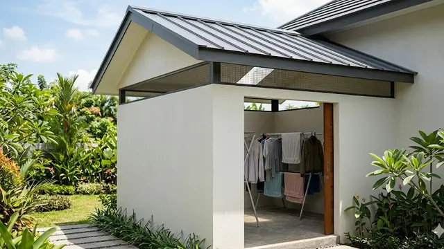 Desain Jemuran Tertutup yang Tidak Bikin Lembap dengan Kombinasi Ventilasi Alami