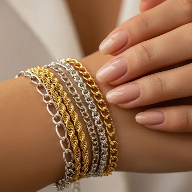 Model Gelang Stacking Mix Metal Emas dan Perak