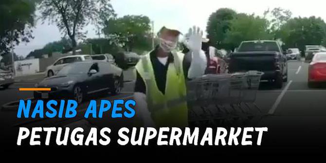VIDEO: Nasib Apes Petugas Supermarket, Troli Tubruk Tiga Mobil di Parkiran