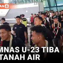 TIMNAS INDONESIA U-23 GARUDA MUDA TIBA DI JAKARTA, DISAMBUT MERIAH PARA SUPORTER