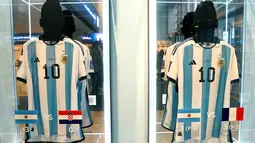 Menyusul kemenangan Argentina di Piala Dunia 2022, jersey Lionel Messi dilelang dan diperkirakan akan terjual dengan harga yang cukup tinggi. (TIMOTHY A. CLARY / AFP)