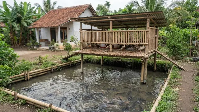 Ide Tata Letak Kolam Lele dan Kandang Bebek