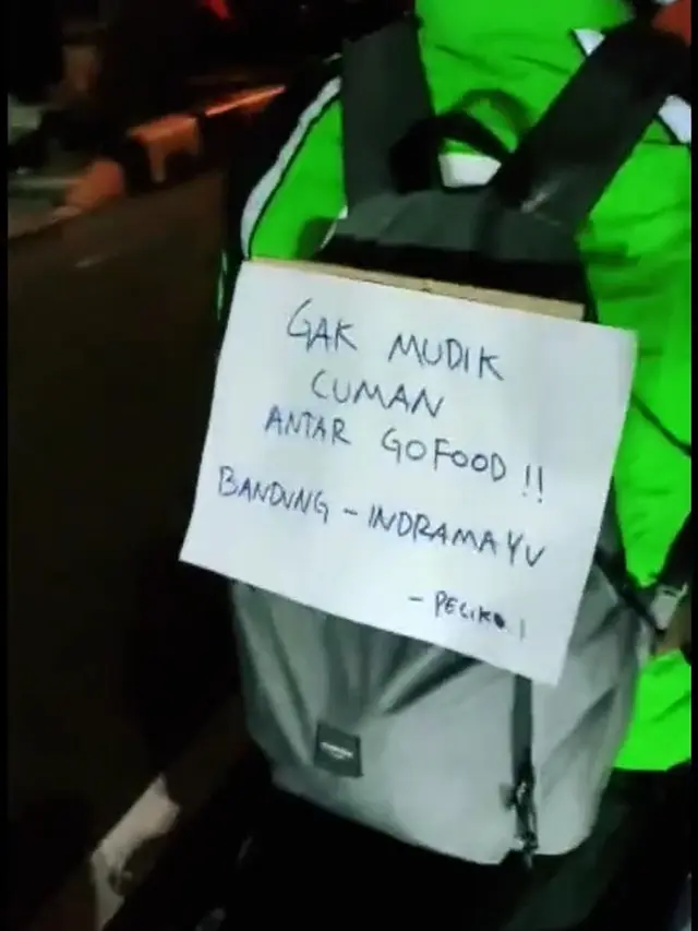 Kisah ojol mudik dari Bandung ke Indramayu sambil berdalih antar makanan.