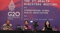 Menteri Kesehatan RI Budi Gunadi Sadikin saat memberikan keterangan pers saat Penutupan Pertemuan Kedua Menteri Kesehatan G20 (G20 2nd Health Ministers Meeting) di Hotel InterContinental Bali Resort, Bali pada Jumat, 28 Oktober 2022. (Dok Kementerian Kesehatan RI)