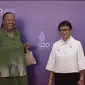 Menlu Retno Marsudi dan Menlu Afrika Selatan Naledi Pandor di acara Foreign Ministers' Meeting di G20 Bali.
