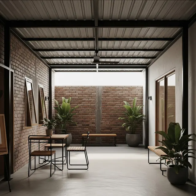 9 Model Teras Minimalis Ala Industrial Fungsional di Belakang Rumah, Paduan Estetika